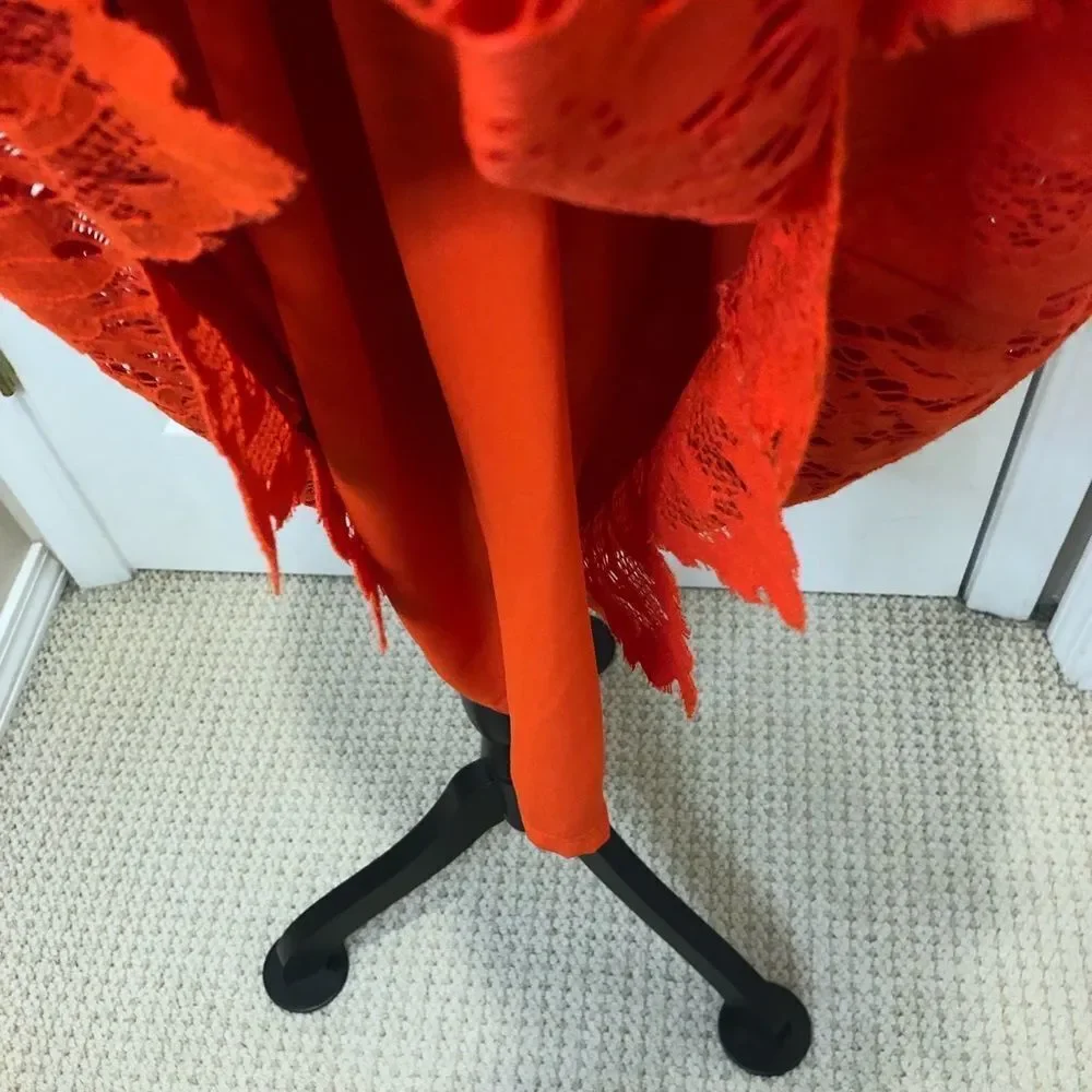 Mossimo sleeveless midi orange crocheted floral dress, size medium - Picture 6 of 12